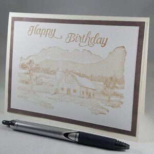 Farmland Happy Birthday Note Card, Ivory Note Card with Stamped‎ Picture